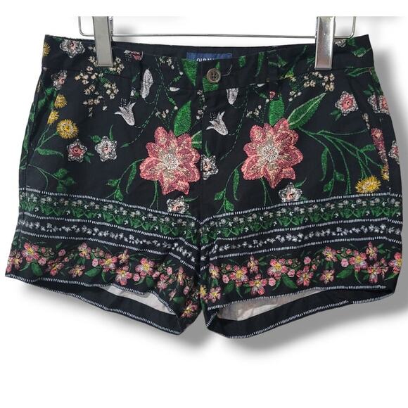 Old Navy Women’s Black Floral Everyday Cotton Shorts – Size 4 - Picture 3 of 8
